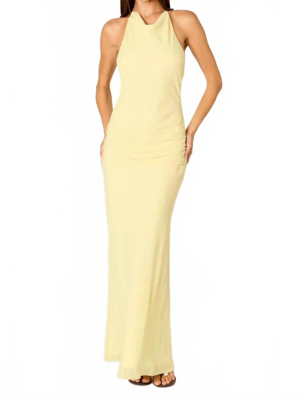 NEW NIA giulia halter maxi dress in lemon